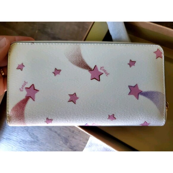 COACH Boxed Long Zip Around Wallet With Disco Star Print Chalk Multi C7351 NWT - Picture 3 of 8